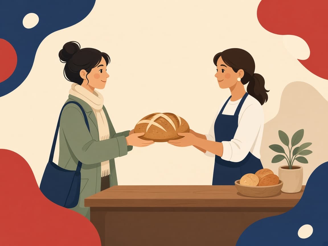 Buying bread at a counter